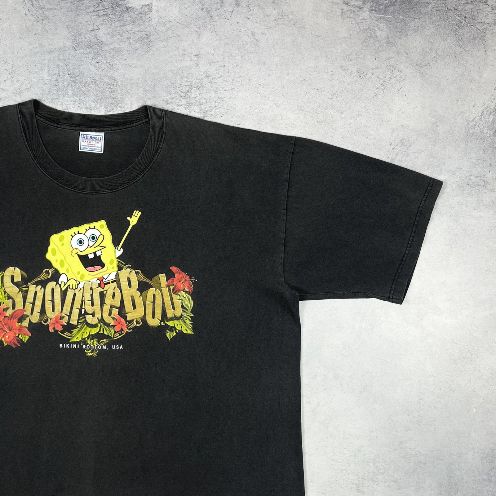 Vintage SpongeBob Square Pants Y2K Cartoon Rare T Shirt 00’s Size XL Faded Black gallery