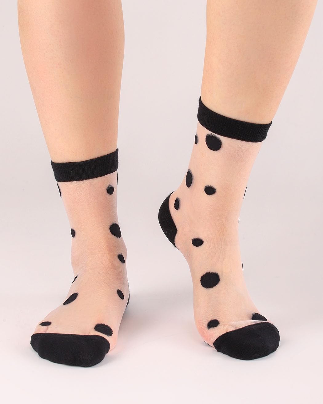 Women Sheer Ankle Socks Polka Dot And Bow Pattern 4 Pairs Black And White Mix gallery
