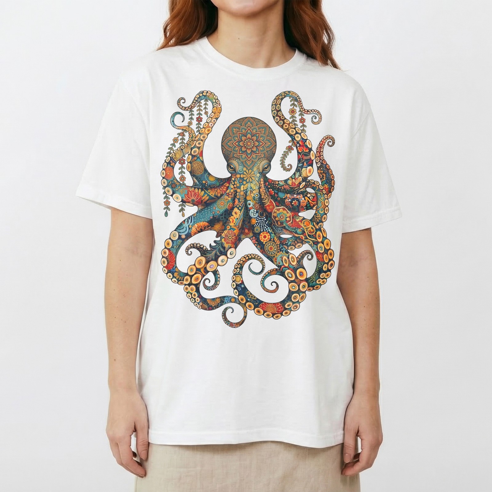 Ornatedala Octopus Intricate Pattern Vintage T-Shirt Boho Sea Creature Tee gallery