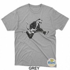 Punk Rock Cat Playing Electric Guitar Funny Musician T-Shirt