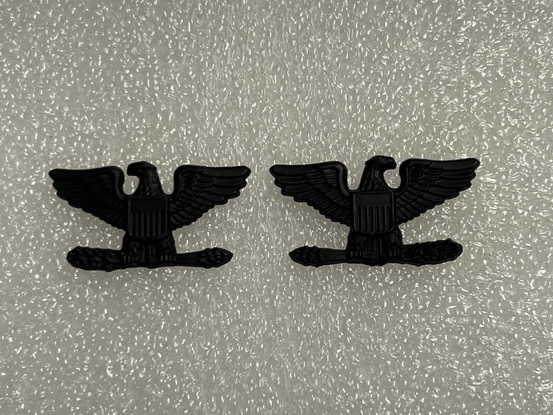 US ARMY PAIR OF O-6 COLONEL SUBDUED ARMY ISSUE RANK PINS WITH HALLMARK OF D-22