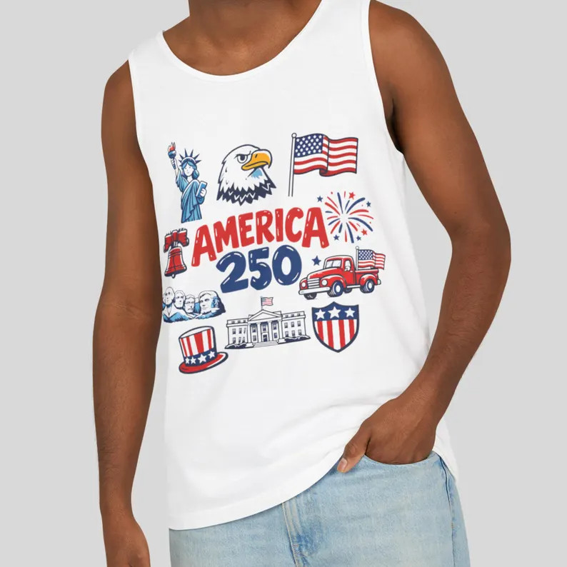 4th of July America Doodle Patriotic USA Tank Top gallery