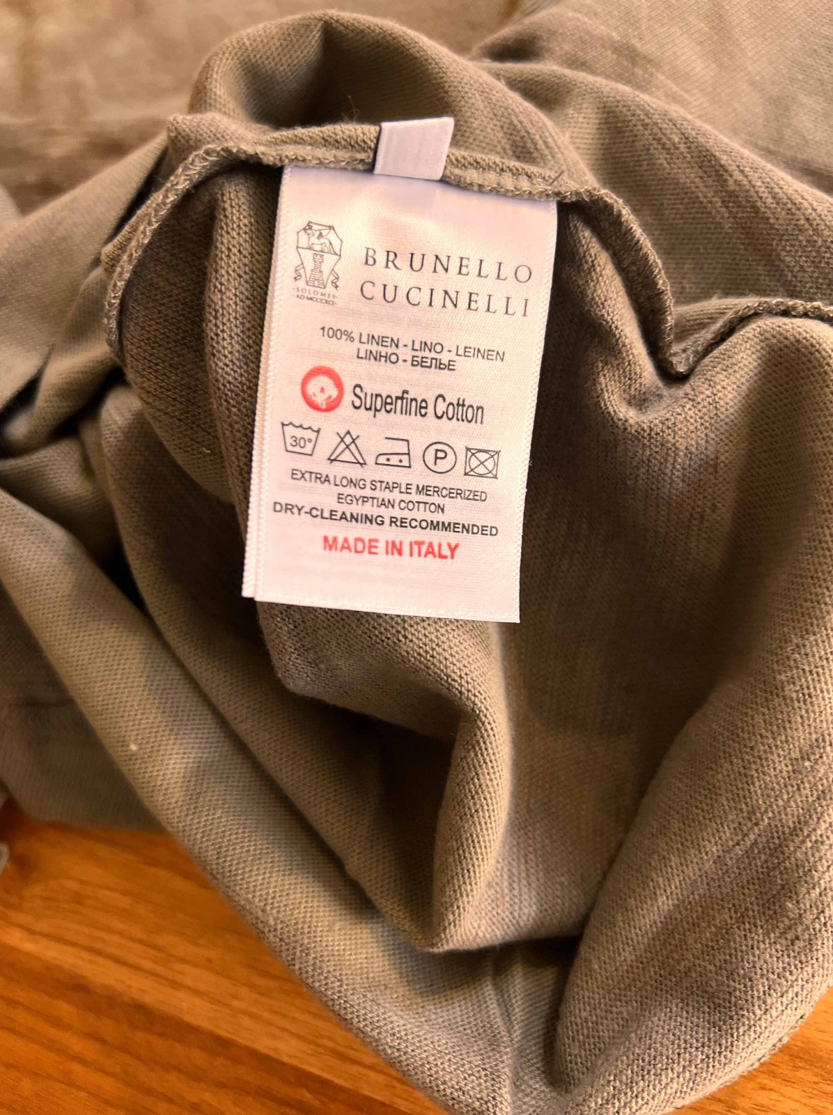 BRUNELLO CUCINELLI Men Short Sleeve Khaki Color Cotton T-shirt Us Size Medium gallery
