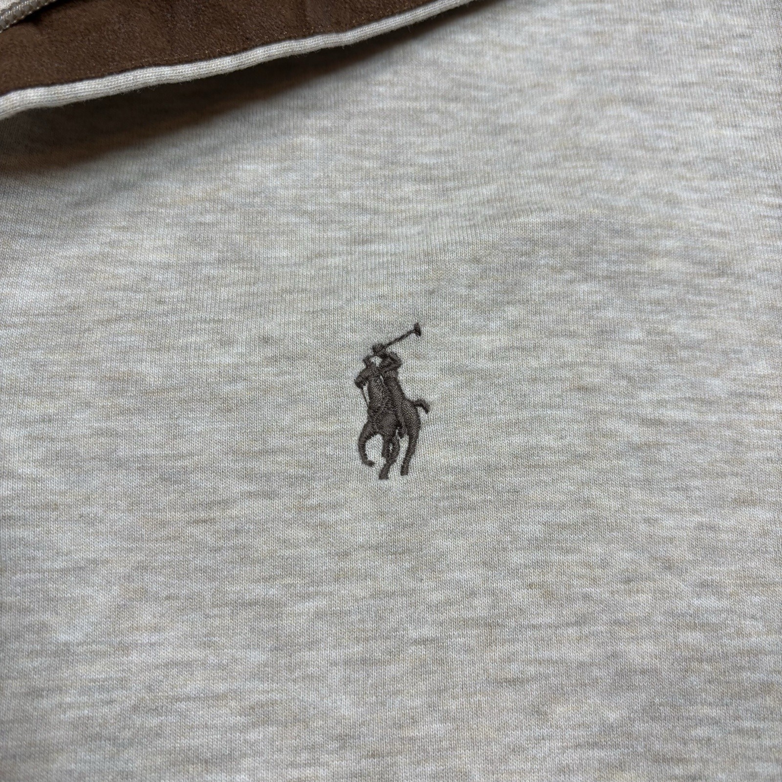Polo Ralph Lauren Long Sleeve 1/4 Zip Pullover LSHZM16 Beige Brown Zipper Mens M gallery