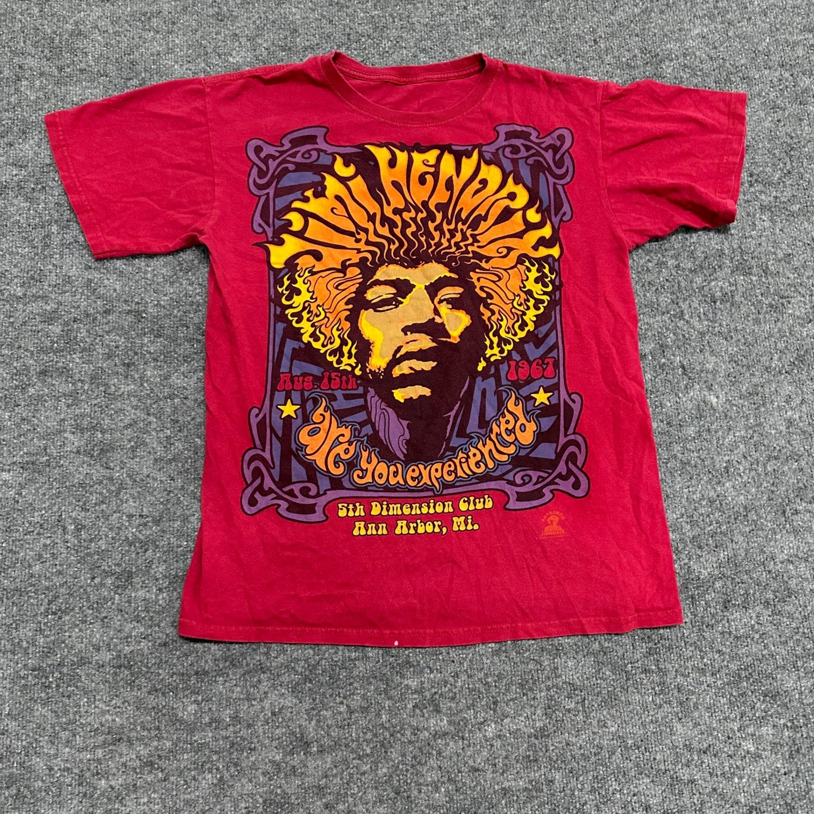 Jimi Hendrix T-Shirt Mens Size M Red Are You Experienced Graphic Rock Band Tee gallery