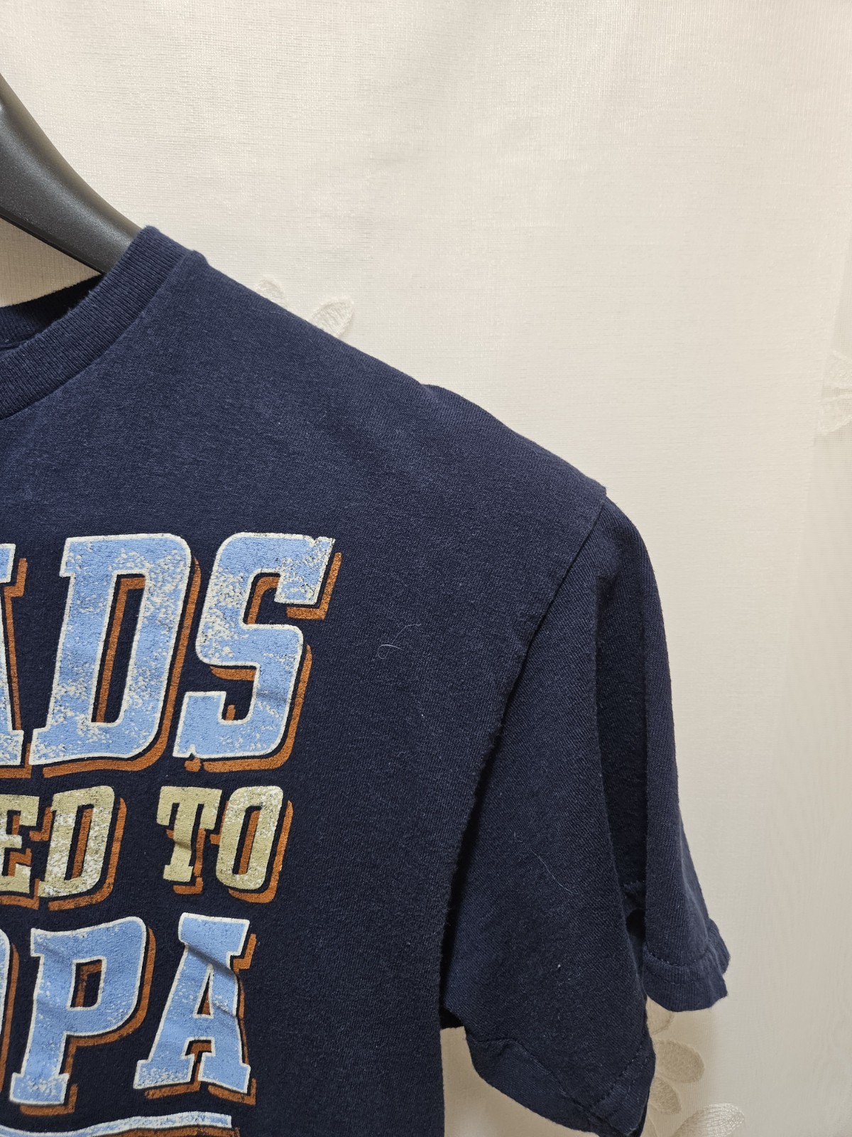 Gildan Mens Large Navy Blue Top Novelty Fathers Day Tribute Family Fits Like Med gallery