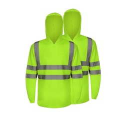 2 PCS Pack Unisex High Visibility Hoodie Reflective Safety Long Sleeve