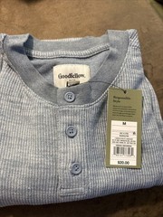 Goodfellow & Co Men’s Blue Solid Henley Button Knit Long Sleeve T-Shirt Size – M