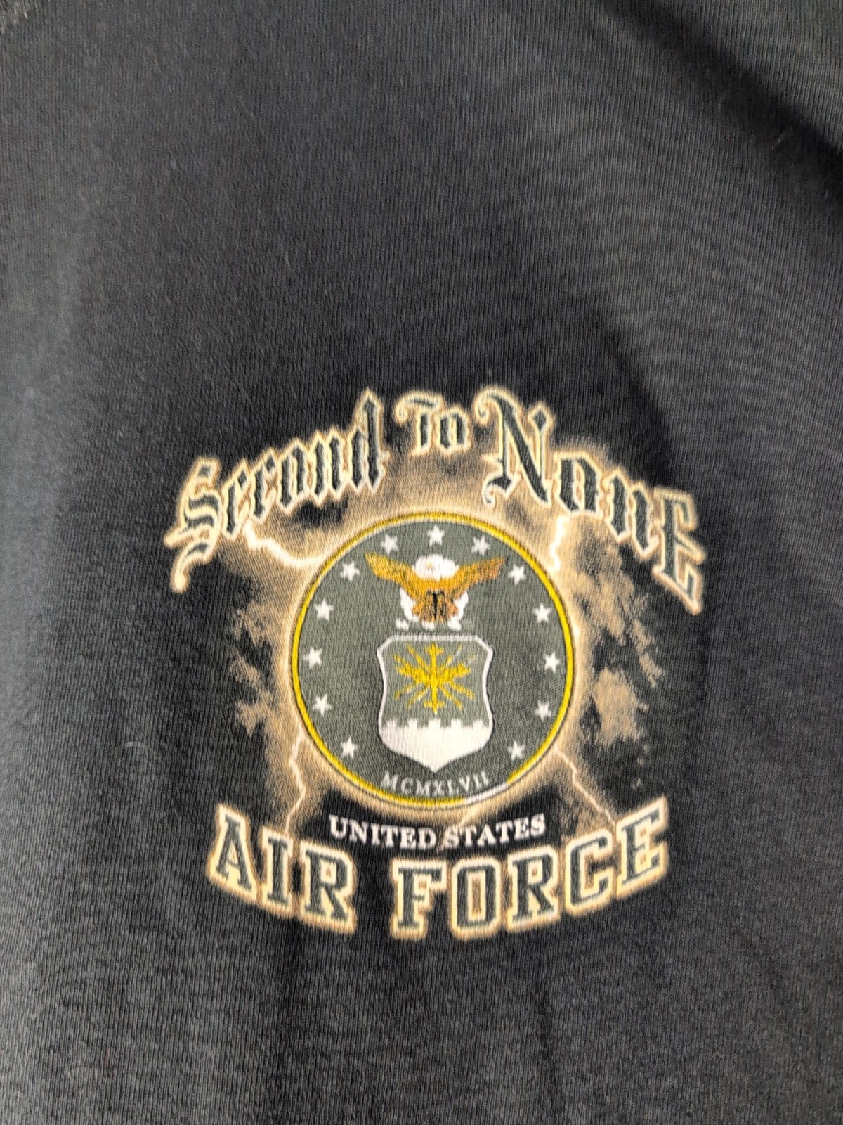 New Gildan Air Force SECOND TO NONE T-shirt BLACK Size XL~#315 gallery