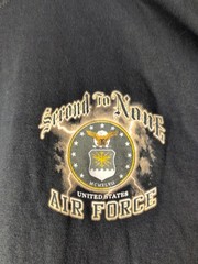 New Gildan Air Force SECOND TO NONE T-shirt BLACK Size XL~#315