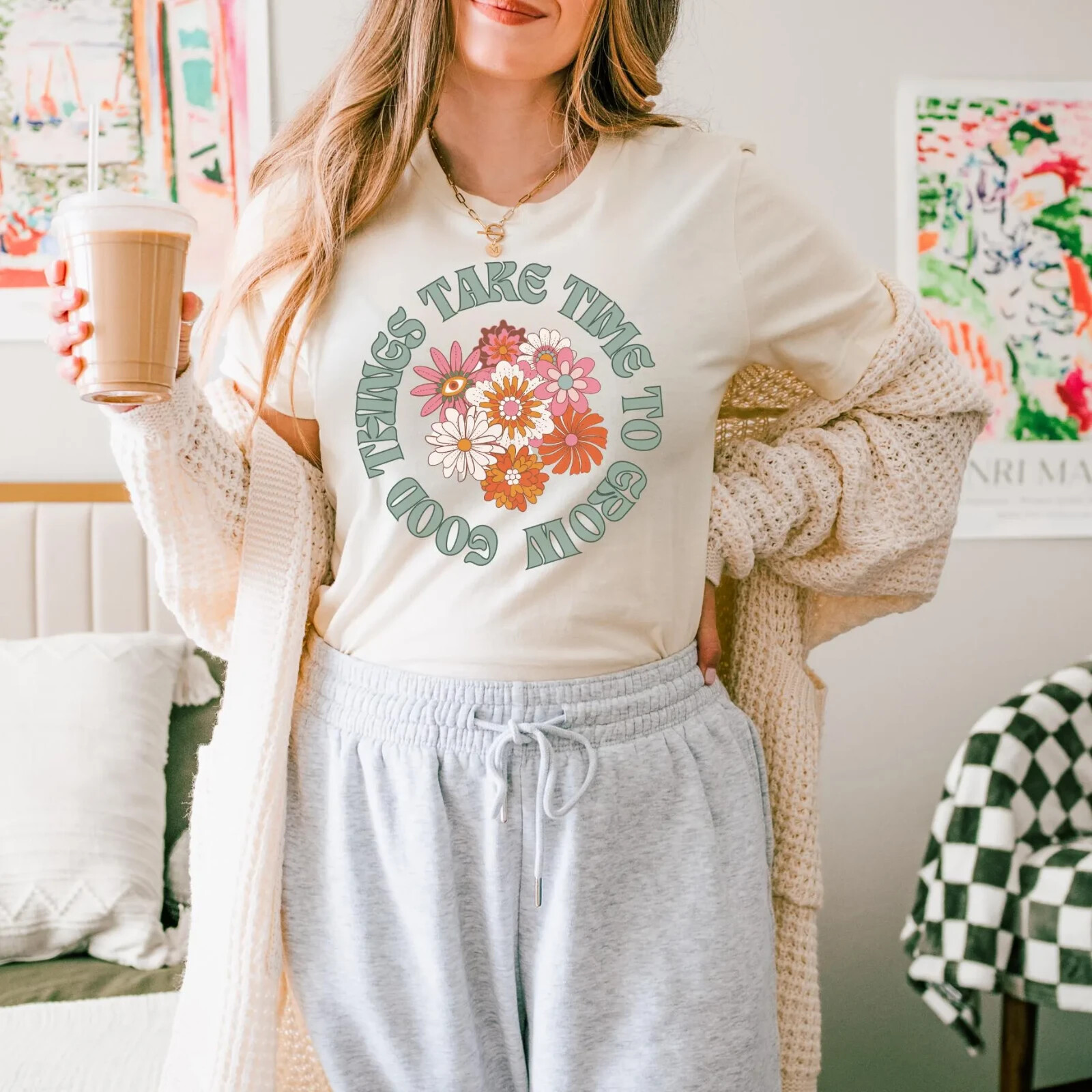 Good Things Take Time To Grow Flower Unisex Tshirt gallery