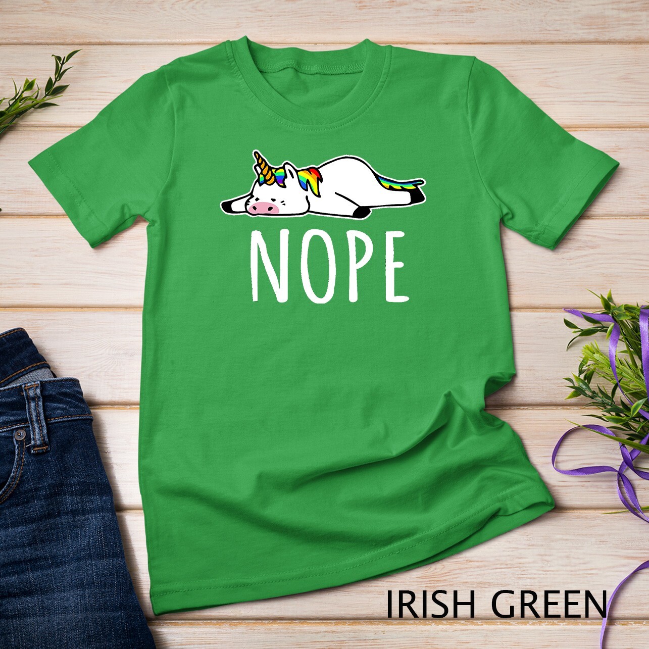 Nope Unicorn T-Shirt Nah Not Gonna Do It, Funny Lazy Gift Unisex T-shirt gallery