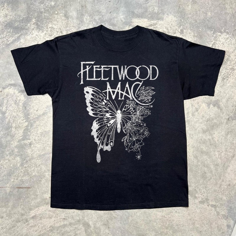 Fleetwood Mac Butterfly Logo Heavy Cotton Black Unisex T-shirt Size S-5XL