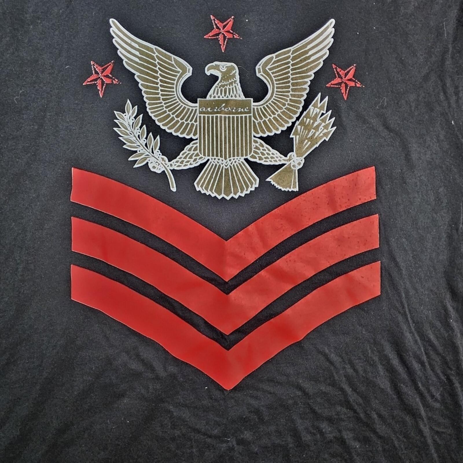 MukaWear Men's 3X T-Shirt NWT Black Eagle Graphic Military Chevron Red Gold Tee gallery