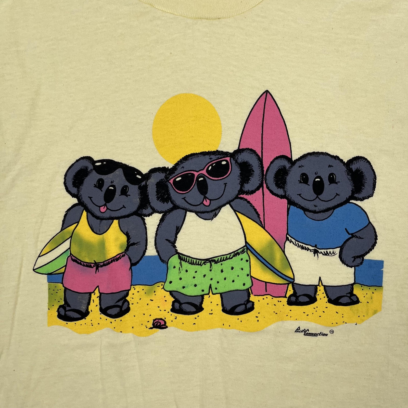 Vintage Koala Surf T-Shirt Mens XL Yellow Beach Graphic USA 80s Tee-Jays gallery