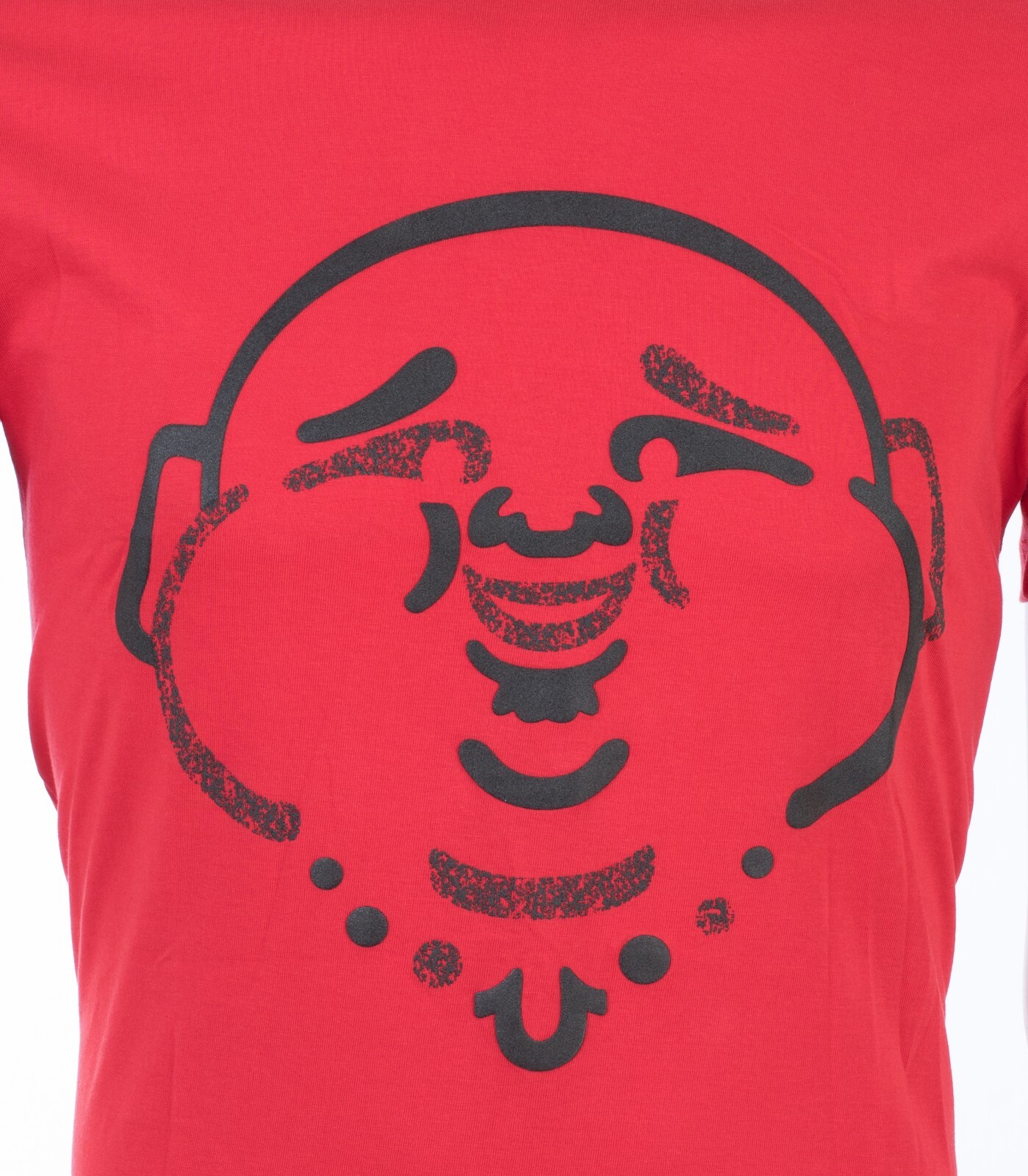 $89 TRUE RELIGION Red ORIGINAL BUDDHA FACE Short Sleeve Designer Graphic T-shirt gallery