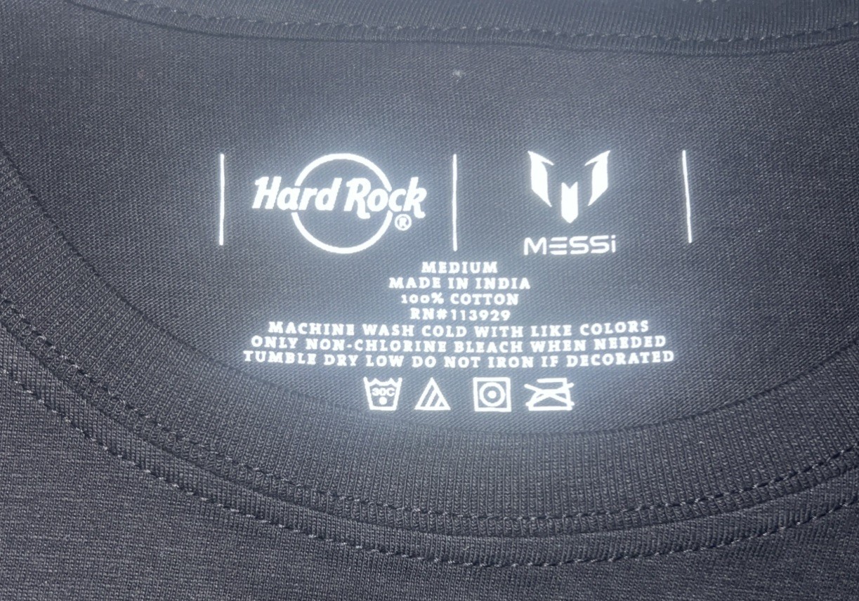Hard Rock Messi T-Shirt Adult Medium Black Graphic Tee 100% Cotton gallery