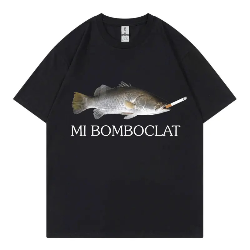 Funny Bomboclat Fish Meme T-shirt High Street Fashion Trend Short Sleeve Men√