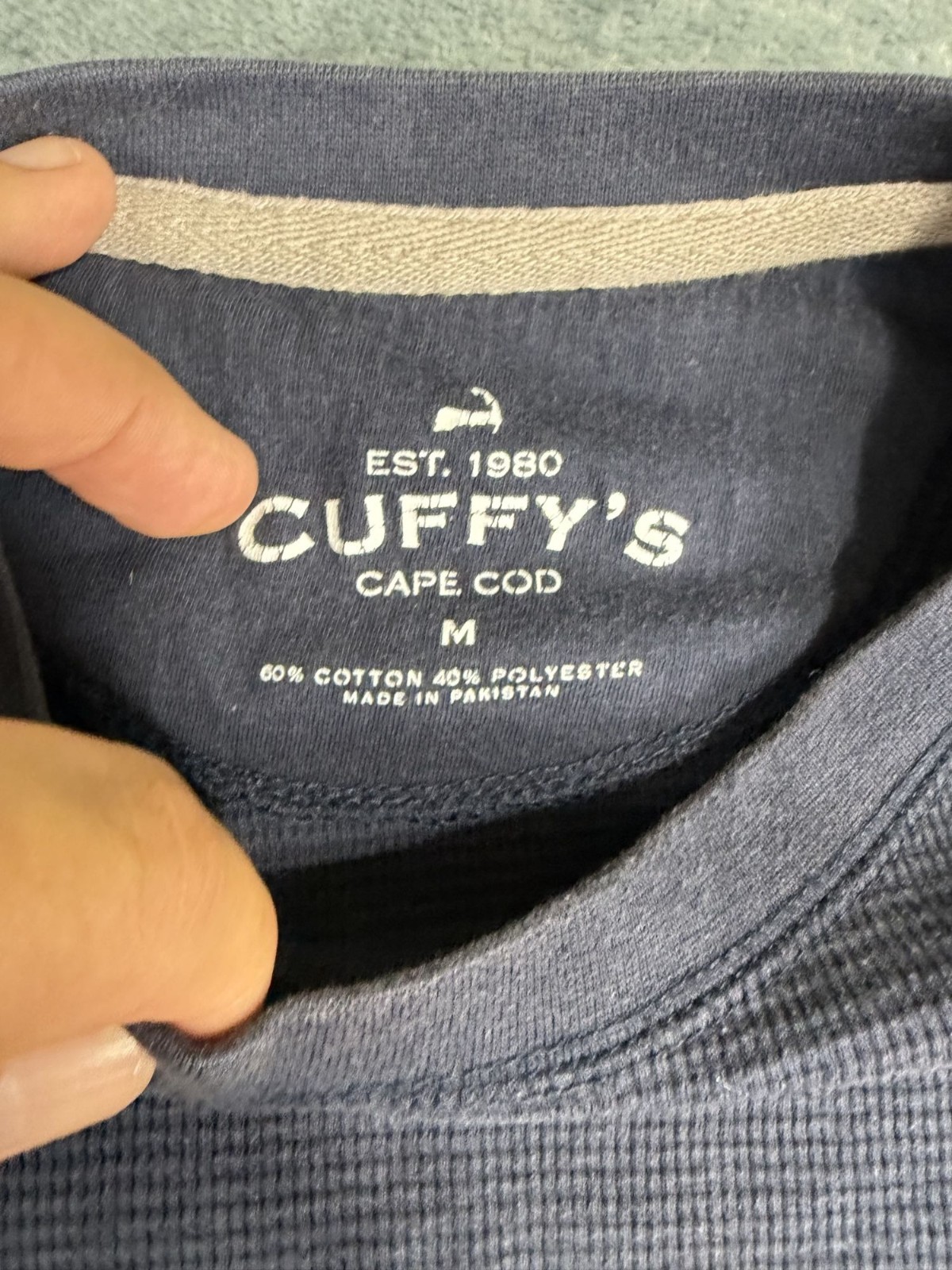 Cuffys Cape Cod Mens Navy Blue Waffle Knit Long Sleeve Shirt M gallery