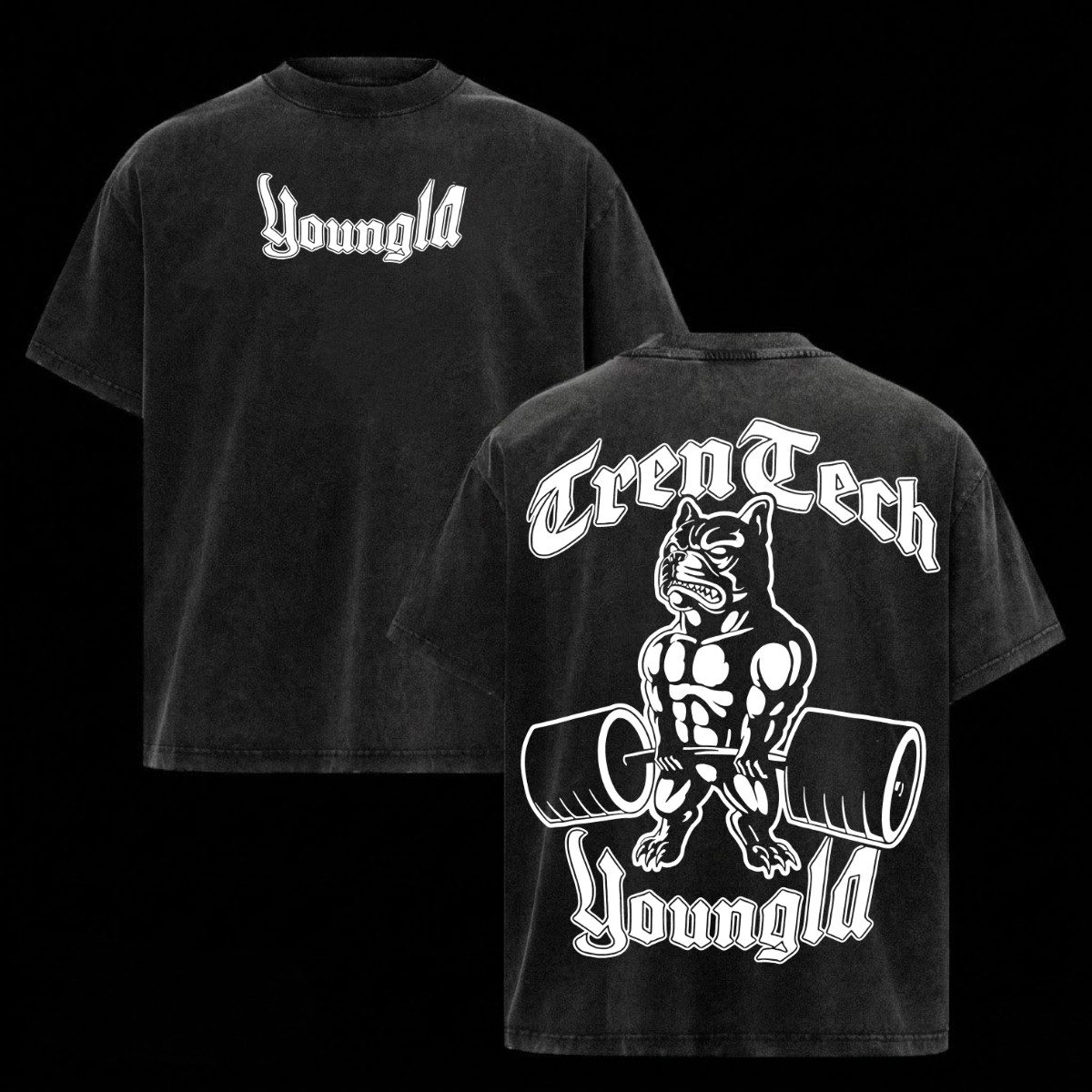 Youngla Pump Shirt Heavy Cotton Snowflake Wash Oversized Gym Streetwear Men Top gallery