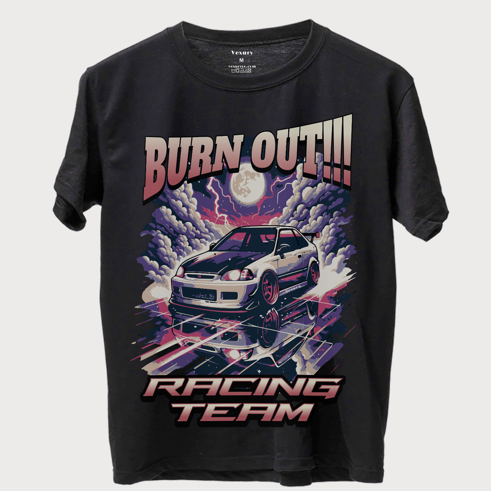 JDM Honda Civic Racing Graphic Burnout Drift Car Japanese Streetwear Tee EM1 gallery