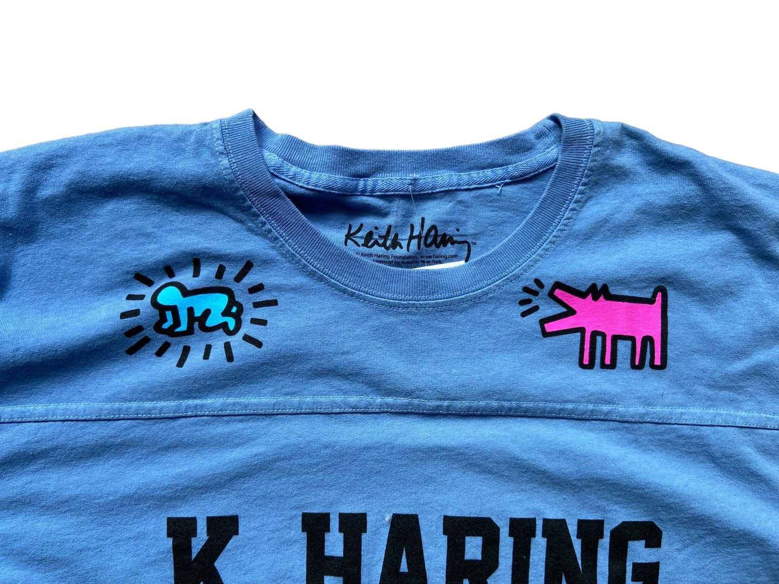 Keith Haring Ripple L Radiant Baby Barking Dog Long Sleeve Football T-Shirt Blue gallery