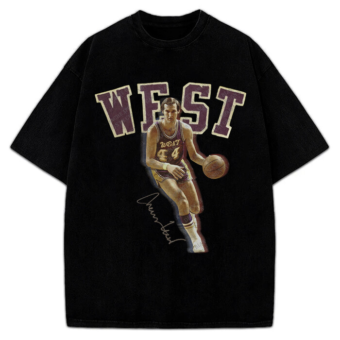 Jerry West Tribute T-Shirt The Logo Basketball Custom Fan Made Art Vintage Tee gallery