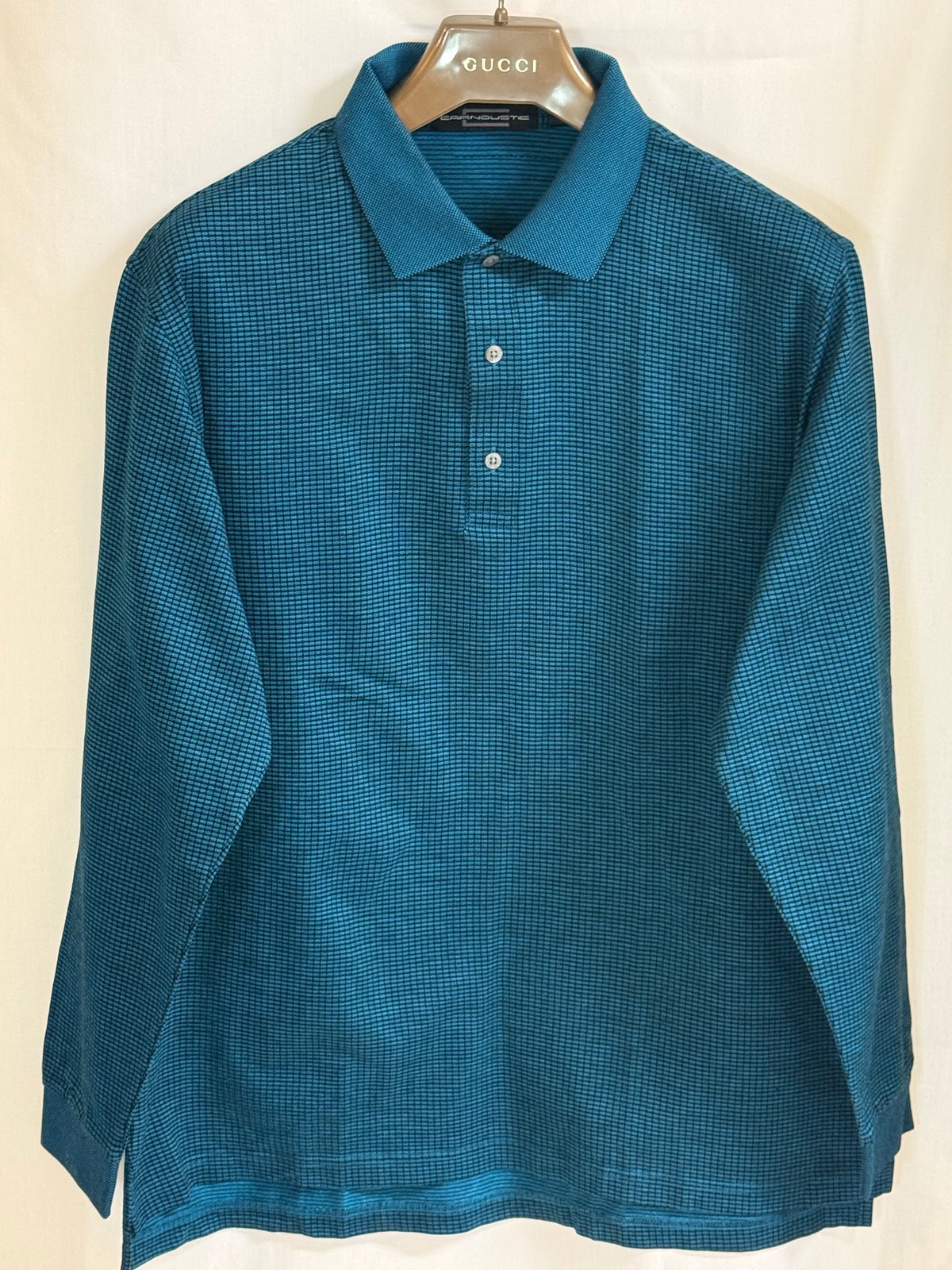 NWOT Carnoustie Men's Long Sleeves w/ Collar Shirt w/ Check Pattern-Teal Blue-XL gallery