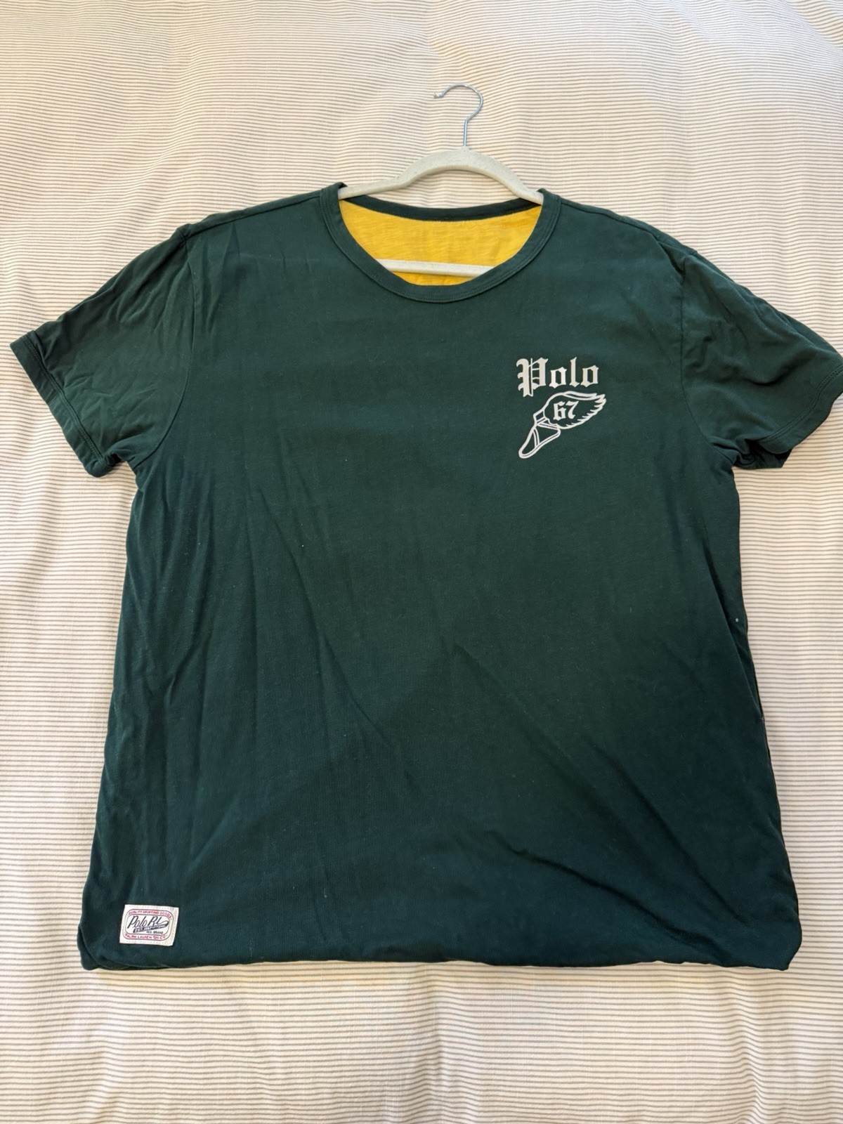 Polo Ralph Lauren Polo Athletic Reversible Heavyweight T Shirt Green Yellow gallery