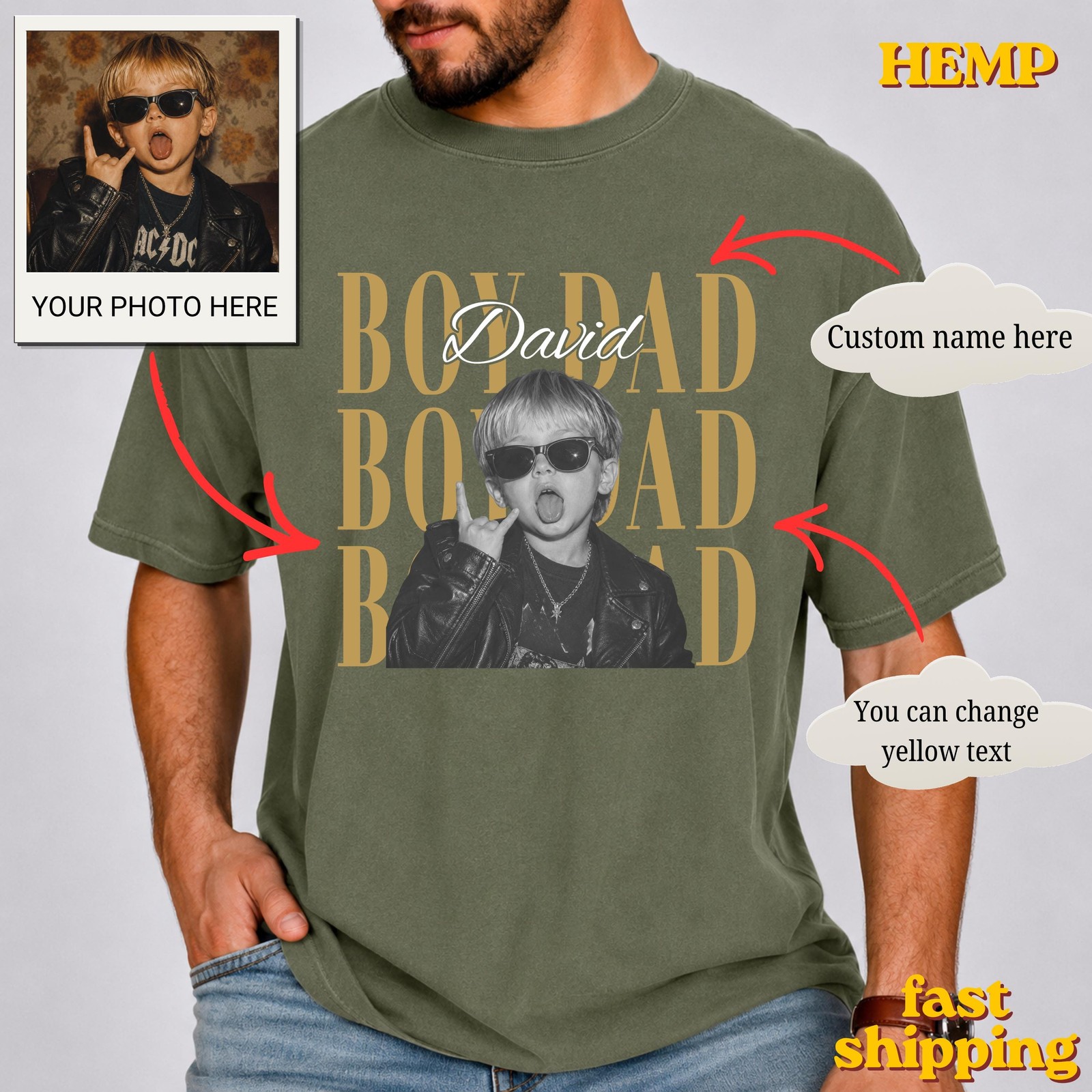 Personalized Dad Photo T-Shirt, Custom Fathers Day Gift Tee gallery