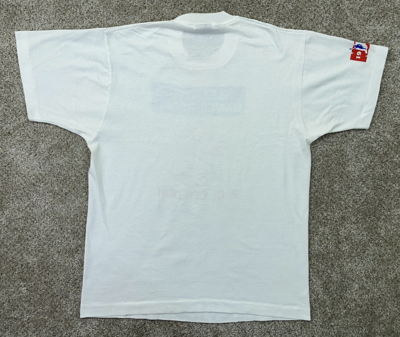 VINTAGE 1989 Track and Field Shirt Men's Large White E.C. Central - Made in USA gallery
