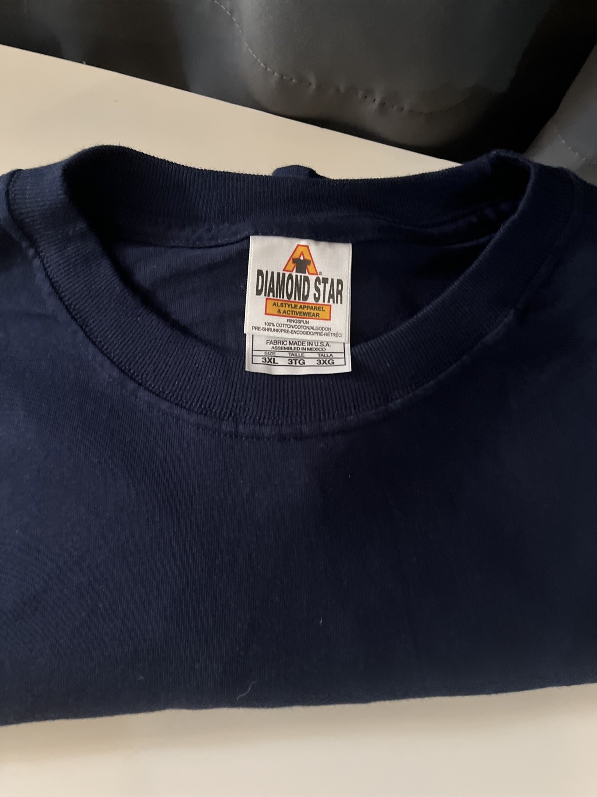 Diamond Star Men’s Heavyweight Cotton Navy XXXL T-Shirt gallery