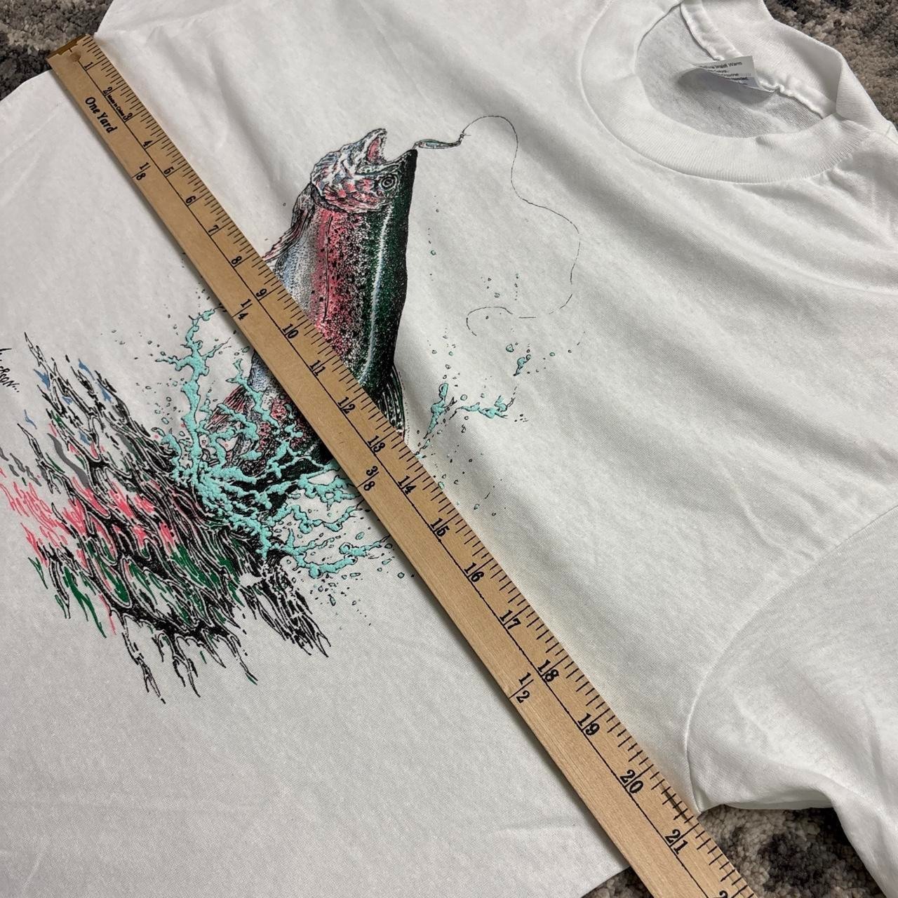 Vintage Fish Shirt Mens Large 90s Single Stitch Nature Fishing Animals USA Made gallery
