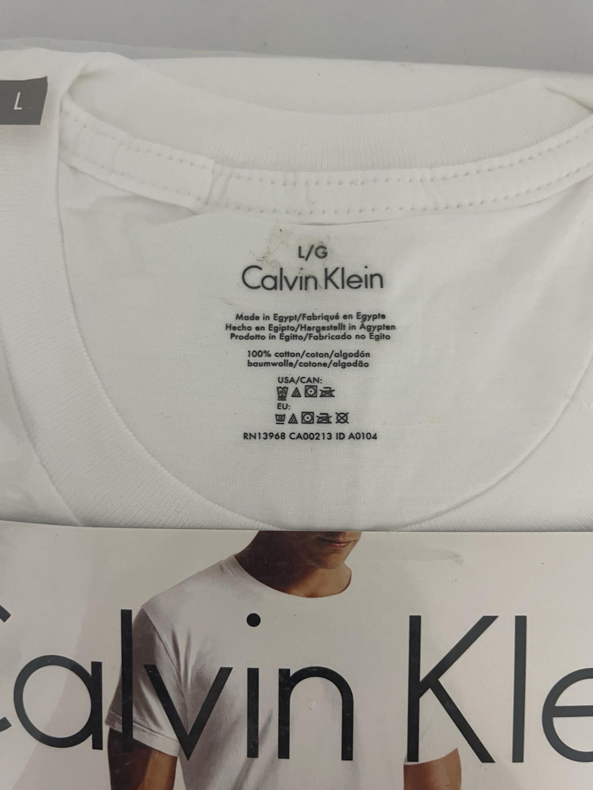 Calvin Klein 3 Pack Crew Neck T-Shirts Men's L 100% Cotton White Classic Fit NEW gallery
