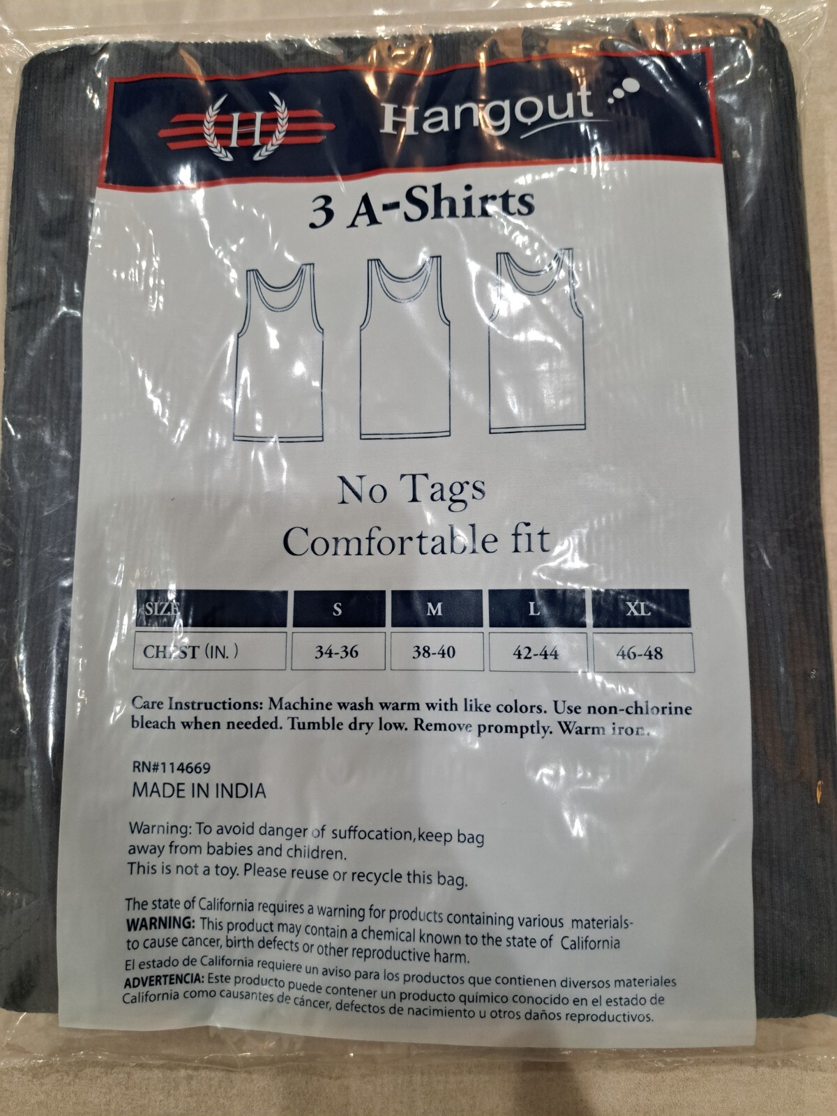Hangout Mens A-Shirts Black Grey White Undershirt Breathable 12 Pack Size L gallery