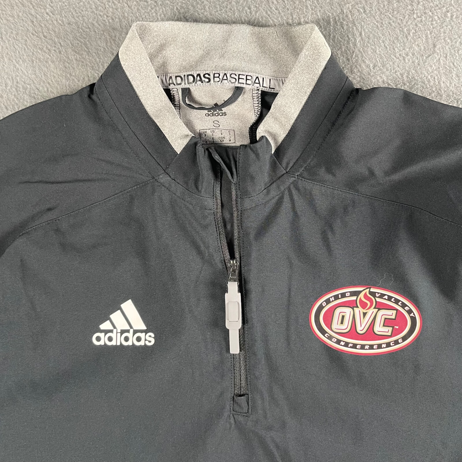 Adidas 1/4 Zip Convertible Baseball Windbreaker Mens Small Black Ohio Valley Con gallery