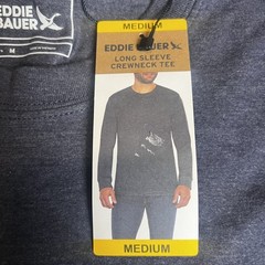 Eddie Bauer Men’s Soft Lightweight Long Sleeve Crewneck T-Shirt Grey Men Medium