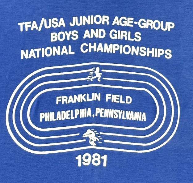 Vintage 1981 TFA USA Track Championships T Shirt Single Stitch USA Made Blue Tee gallery