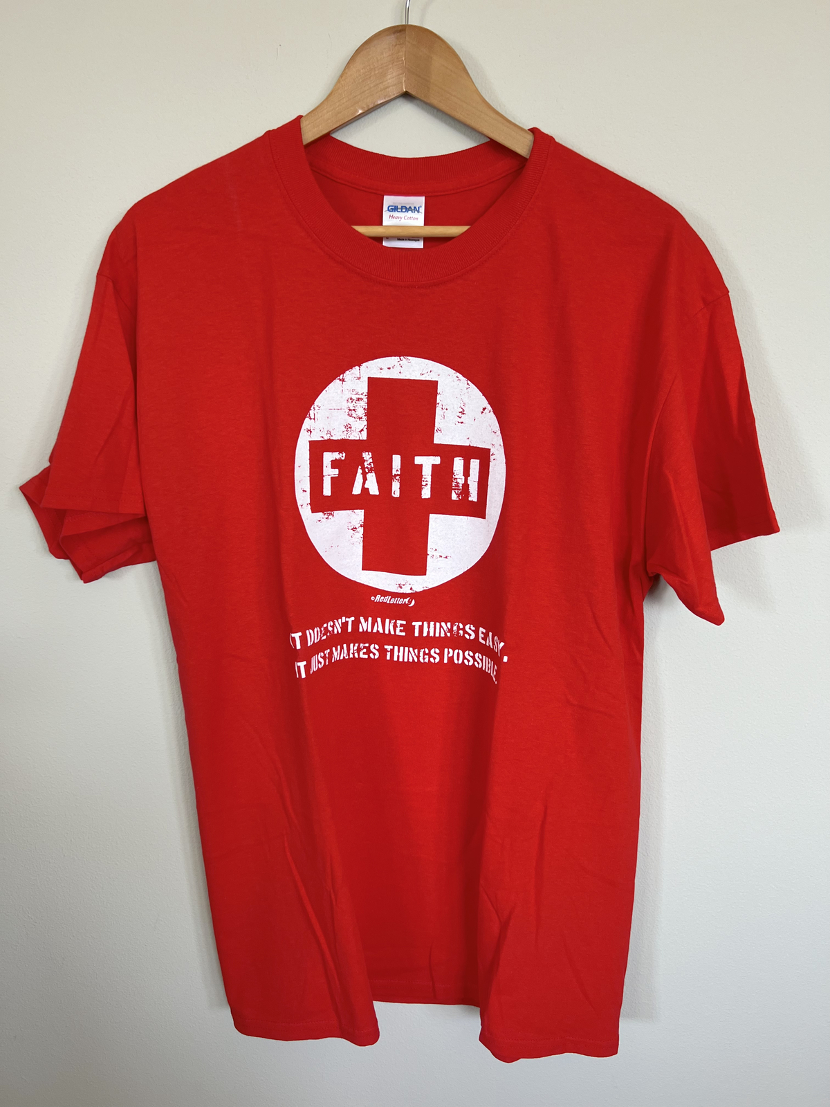 Red Letter 9 - Faith Luke 1:37 Unisex Red Large Christian T-Shirt gallery