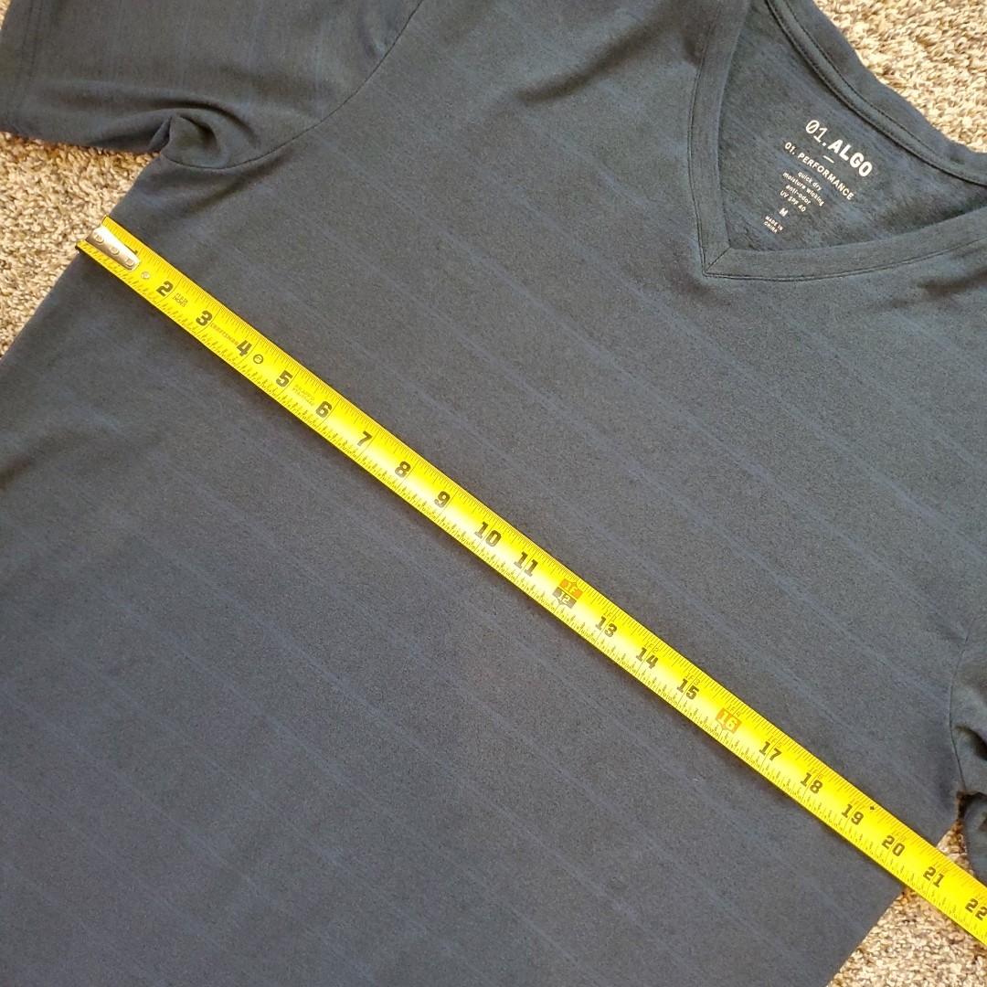 Mens Med 01.Algo T-Shirt Blue Striped V-Neck Quick Dry Active Casual Athleisure gallery