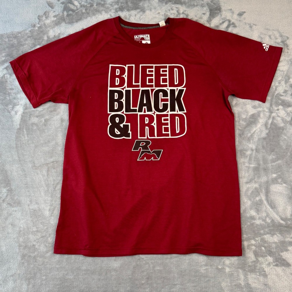 Adidas Ultimate Tee XL Red Bleed Black & Red RM Athletic Graphic T-Shirt