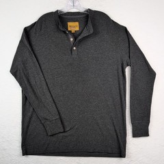 Venado Men’s Flex Henley Shirt Long Sleeve XL Dark Gray Button Pullover Soft