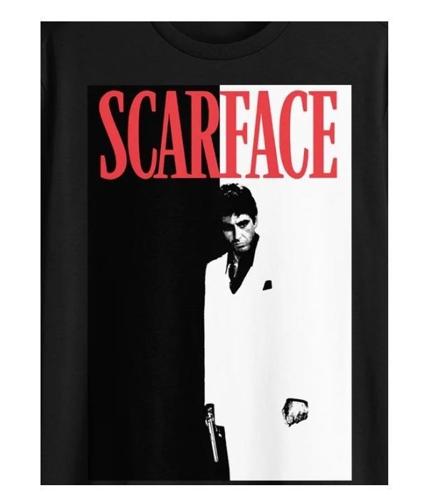 Scarface Tony Montana Al Pacino Men's Poster Graphic Black Tee Shirt (S1) gallery