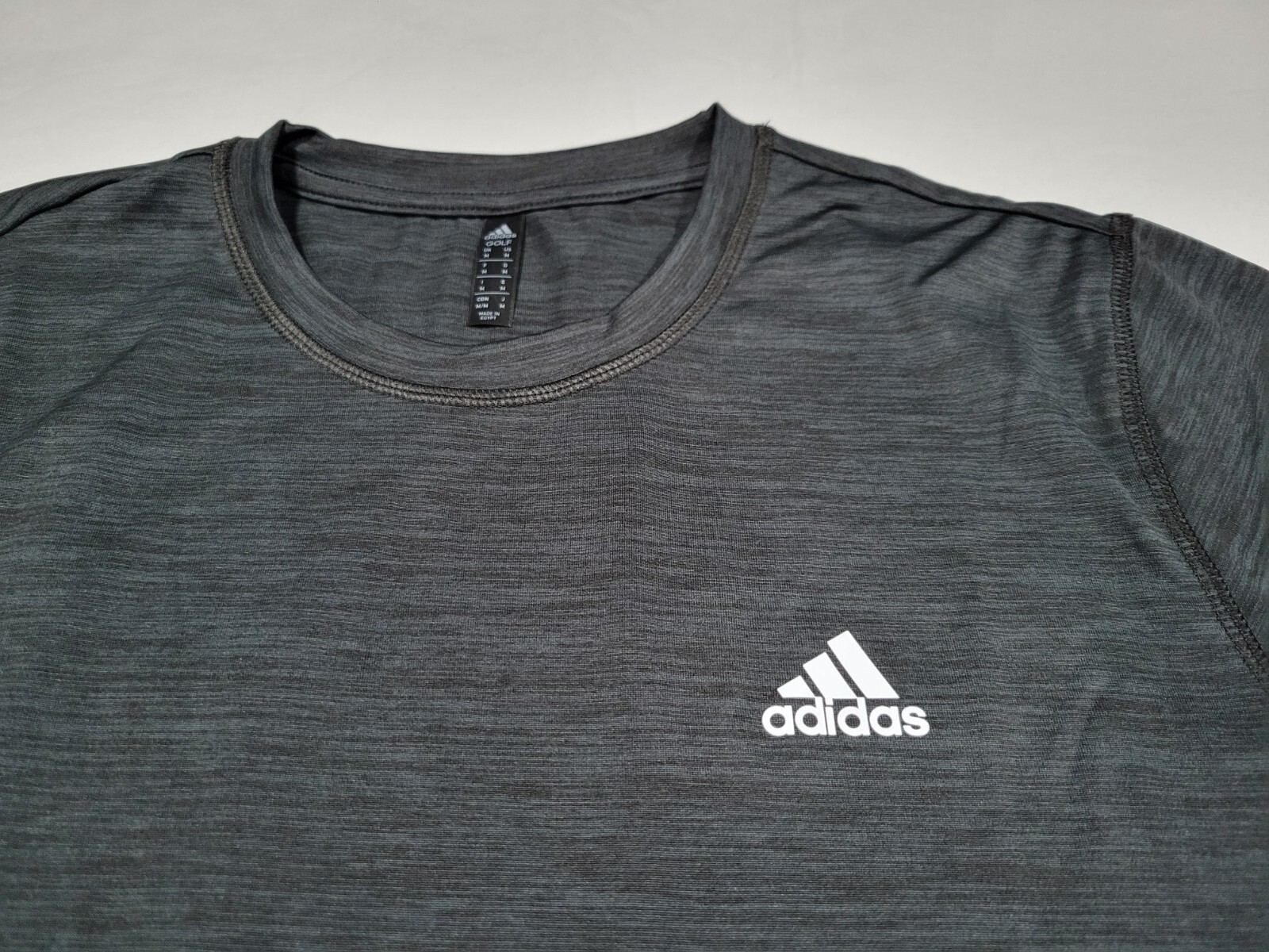 Adidas Men's Tech Tee Short Sleeve Sports Training Shirt Black Space Dye Crew gallery