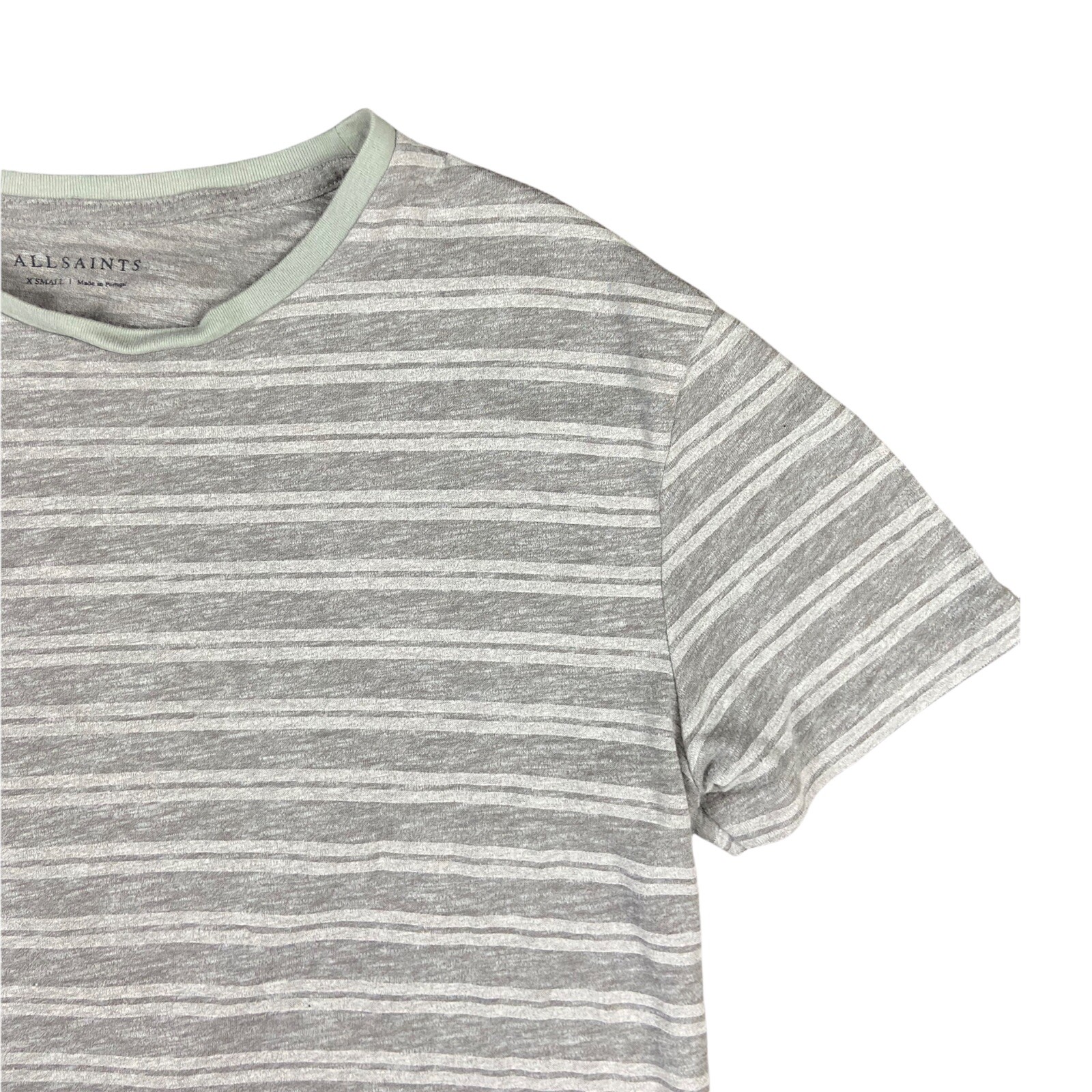 All Saints Light Beige Brown Striped Scoop Neck Short Sleeve TShirt Size XSmall gallery