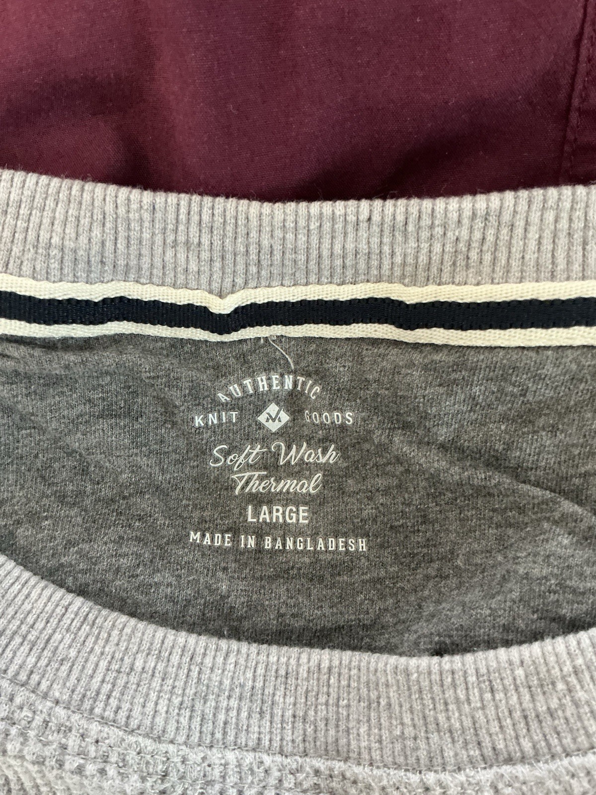 Member's Mark Men’s Large Soft Wash Thermal Shirt Waffle Knit Grey Heather L gallery