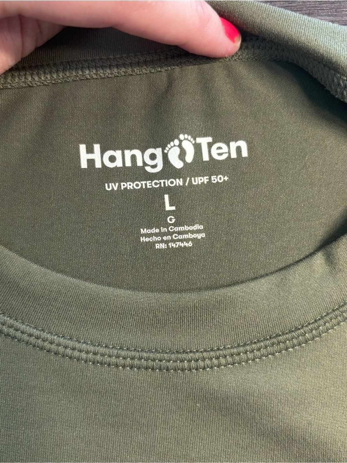 Hang Ten Performance Long Sleeve Shirt Mens Large Olive Green UPF Stretch gallery