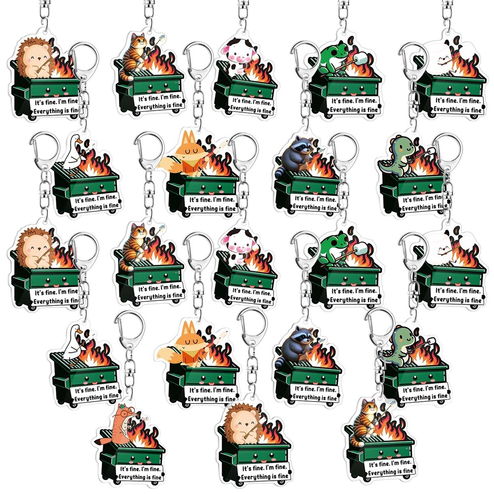 Dumpster Fire Response Team Gift 50 PCS, Emotional Support Acrylic Keychain Vet