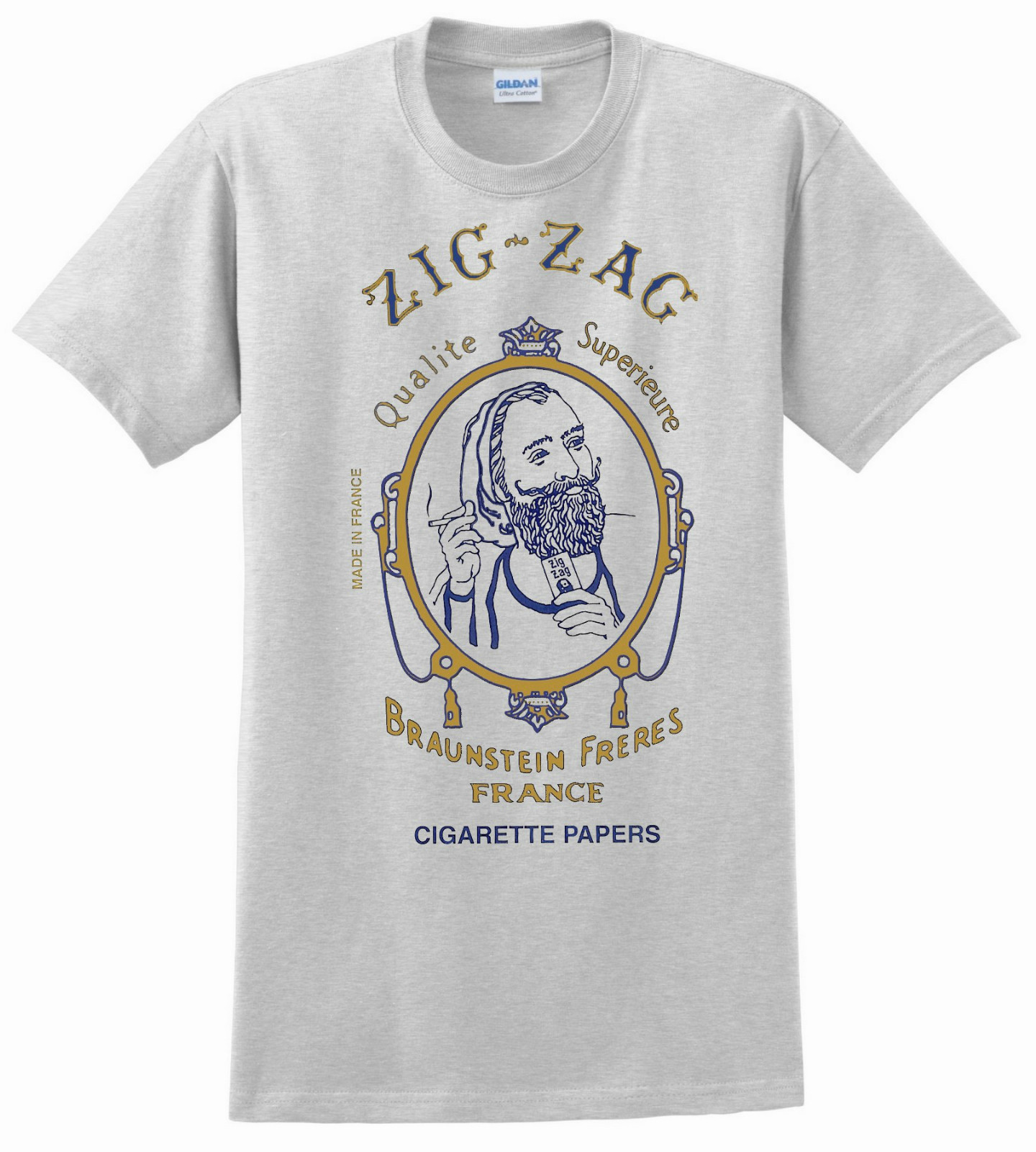 Zig Zag T-shirt. Gray, Khaki, White, Yellow. Size: Small – XXL 100% Cool Cotton