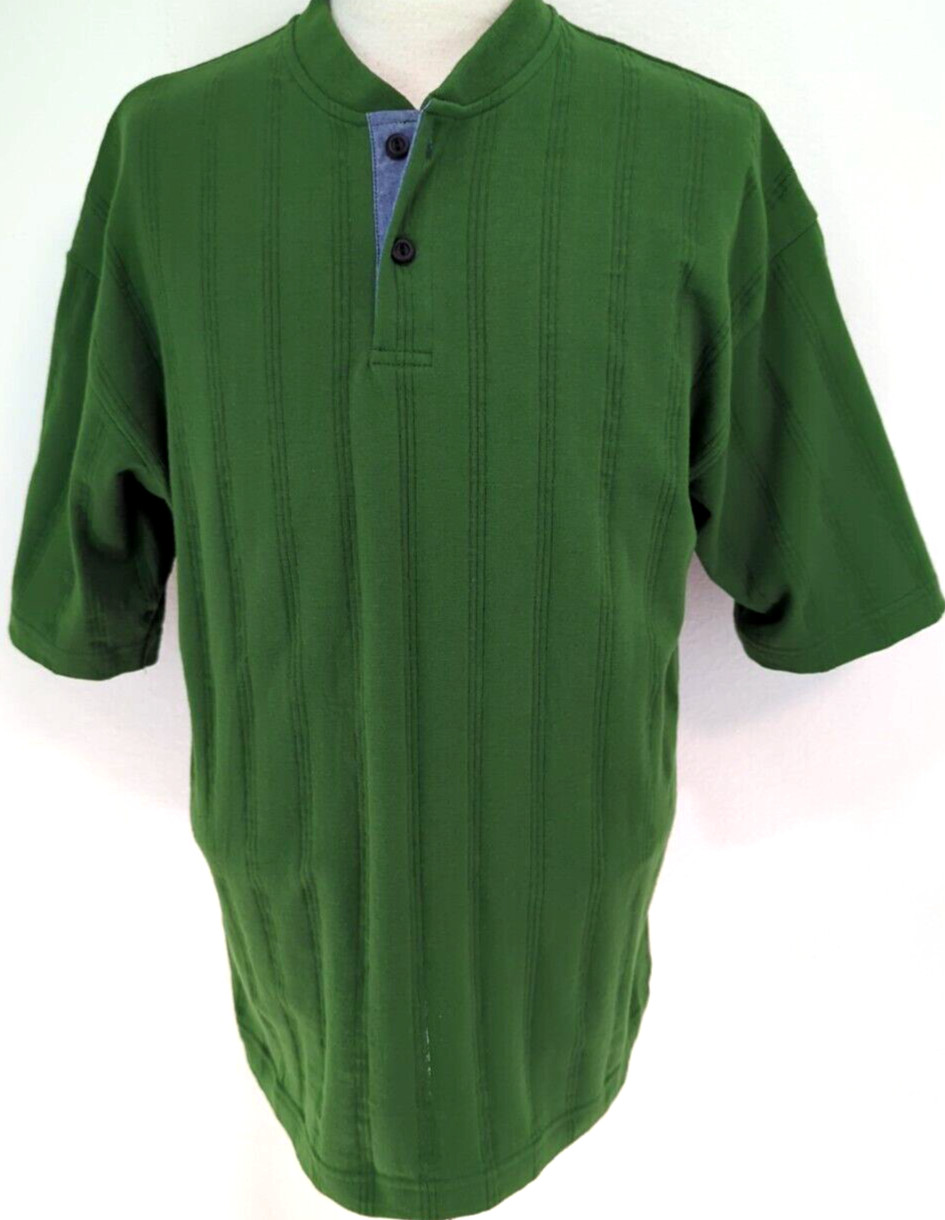 VTG 80s 90s COLUMBIAKNIT Henley T-Shirt Men's Size M Green Ribbed USA MADE ~NEW* gallery